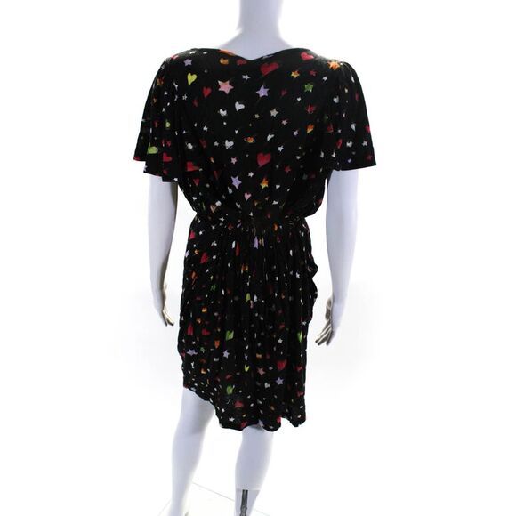 Tsumori Chisato Womens Jersey Heart Print Midi Dress Black Red Green Size 2 - Picture 3 of 5